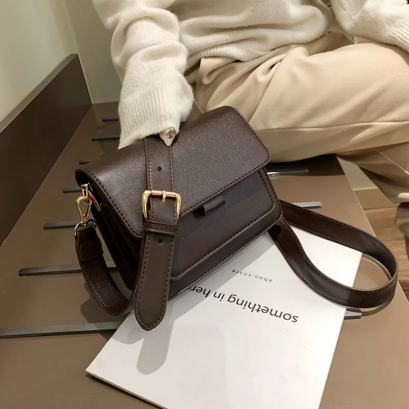 

Vintage Korean Fashion Shoulder Crossbody Bags for Women 2021 Pu Leather Single Messenger Bags Small Designer Bags Handbags