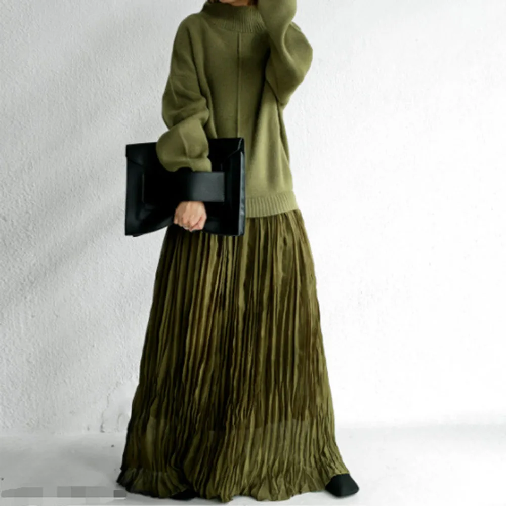 Длинное женское платье в японском стиле модное шикарное трикотажное