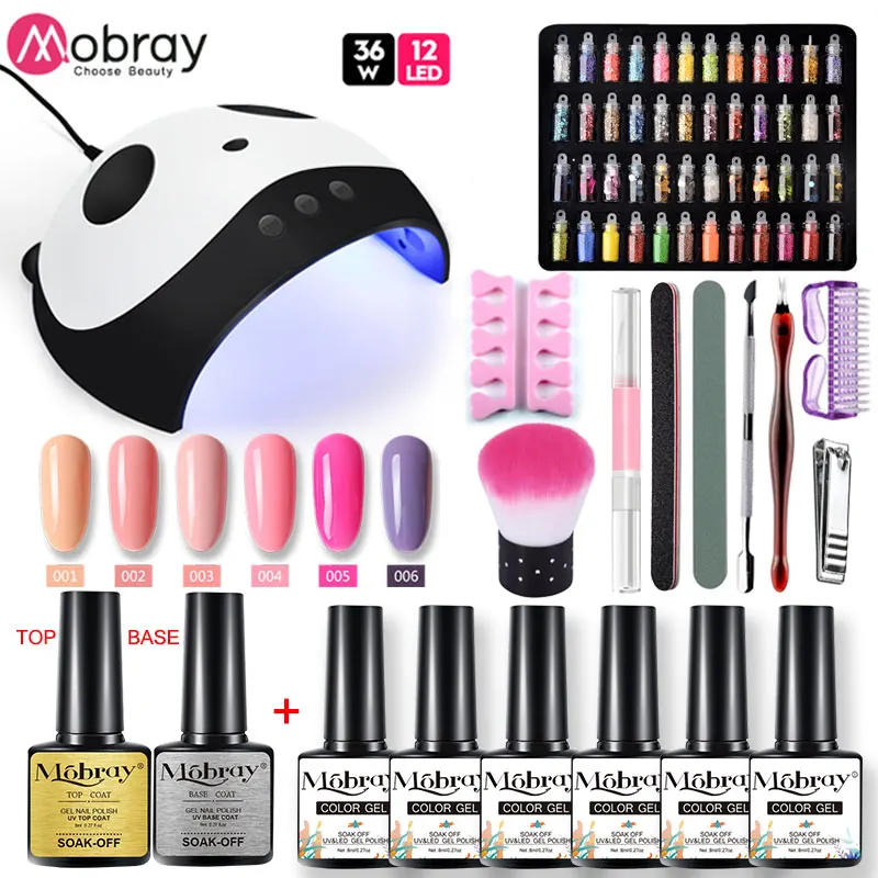 

Mobray Gel Nail Kit 54W UV LED Lamp SoaK Off Gel Nail Polish Set Semi-Permanent UV Gel Kit Nail Art Tools Set For Manicure