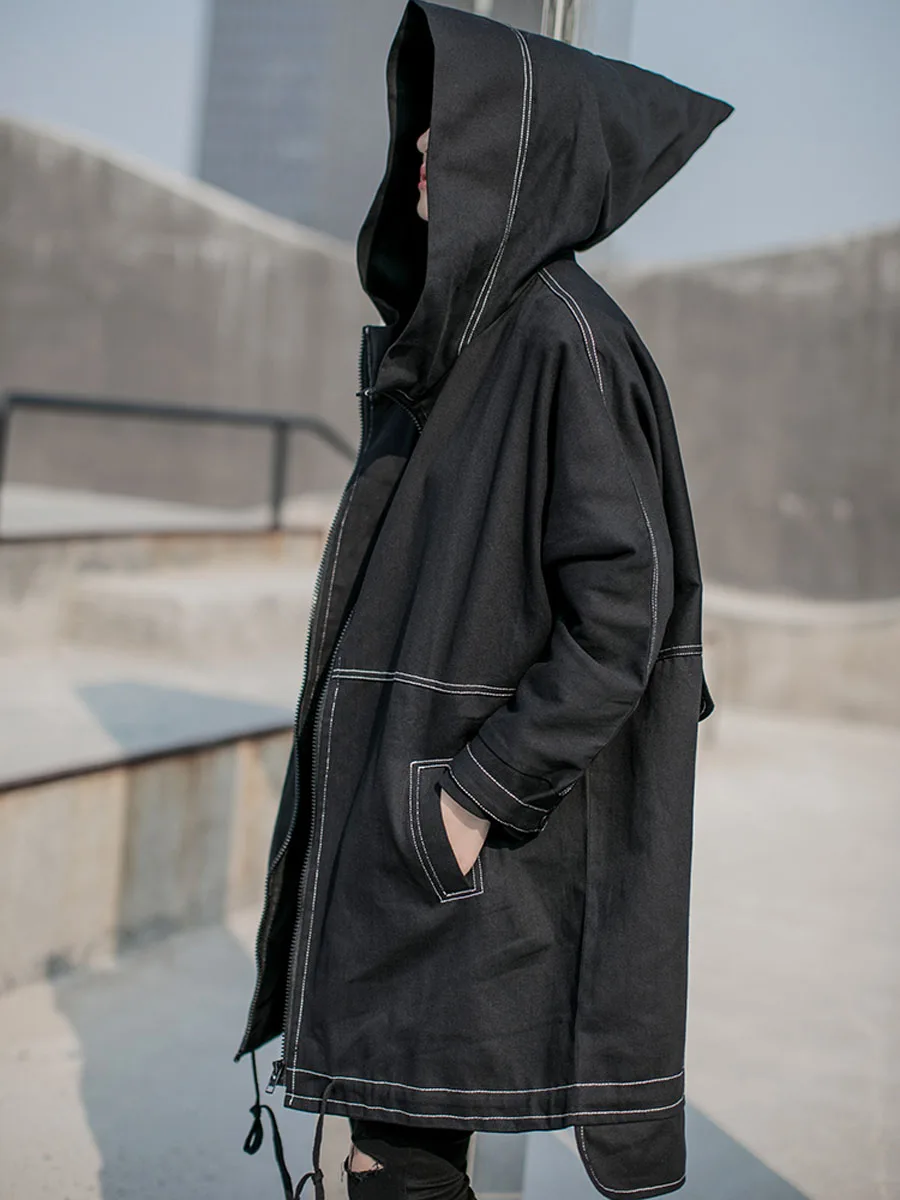 Женское весенне осеннее пальто с капюшоном средней длины свободное повседневное