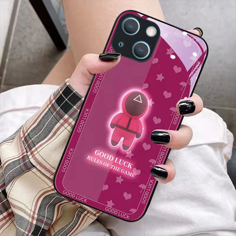 Funny Squid TV Game Korea Phone Case For iPhone 11 12 Mini 13 Pro XS Max X XR 8 7 Plus Glass LED Flash Coque Etui Luxury | Мобильные