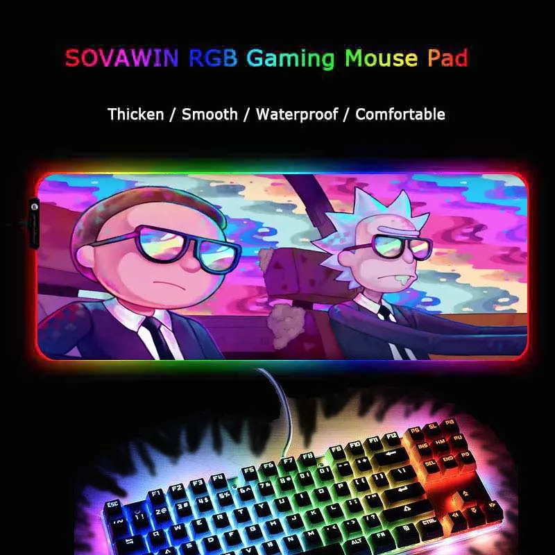 XGZ аниме Ricka and marty большой RGB светодиодный 7 цветов USB Проводное освещение игровая цветная мышь коврик для ноутбука компьютерный стол коврик