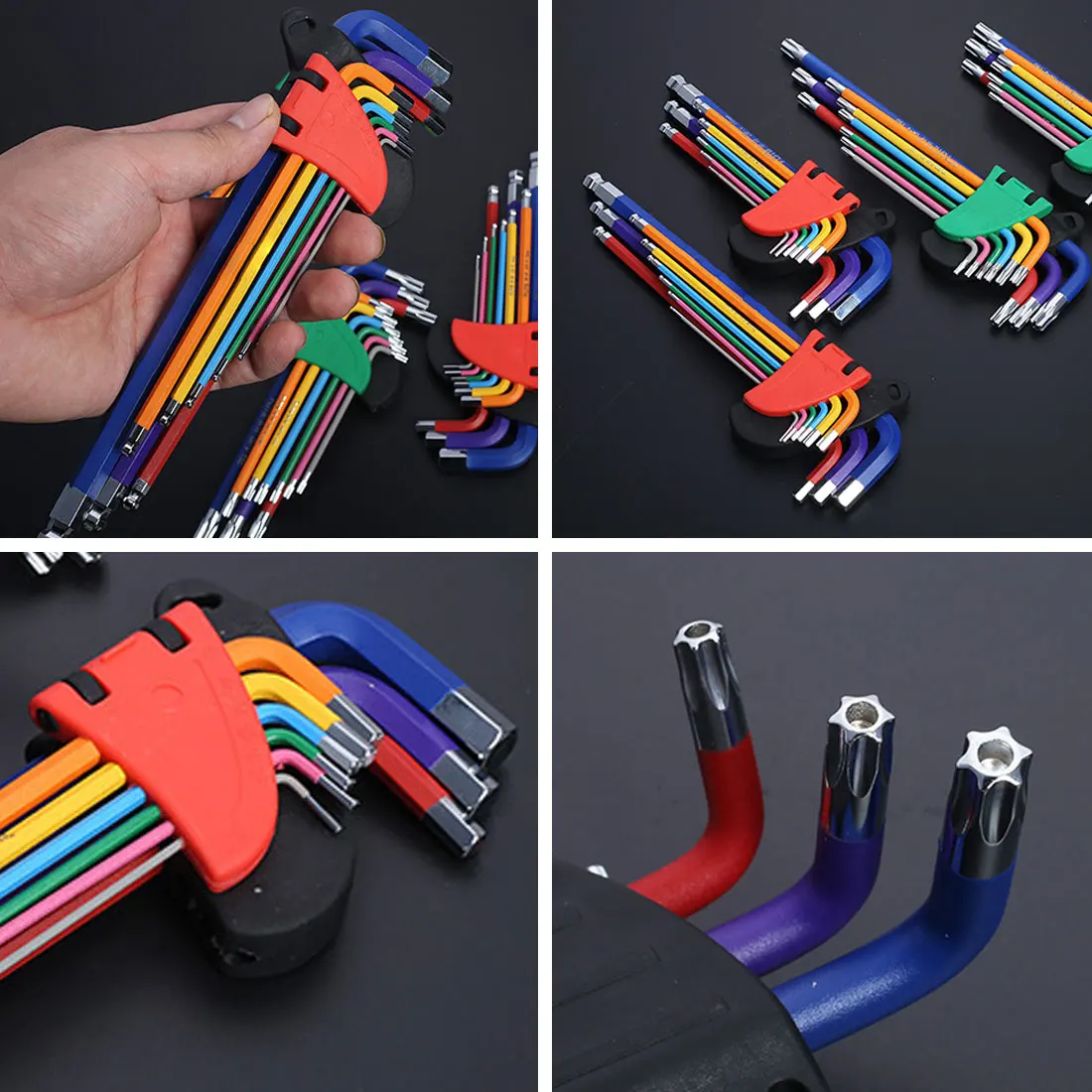 

Hand Tools Ball-End Hex Allen Key L Wrench Set 9Pcs Torque Long Metric Bicycle Accessories Color Coded Screwdriver Universal