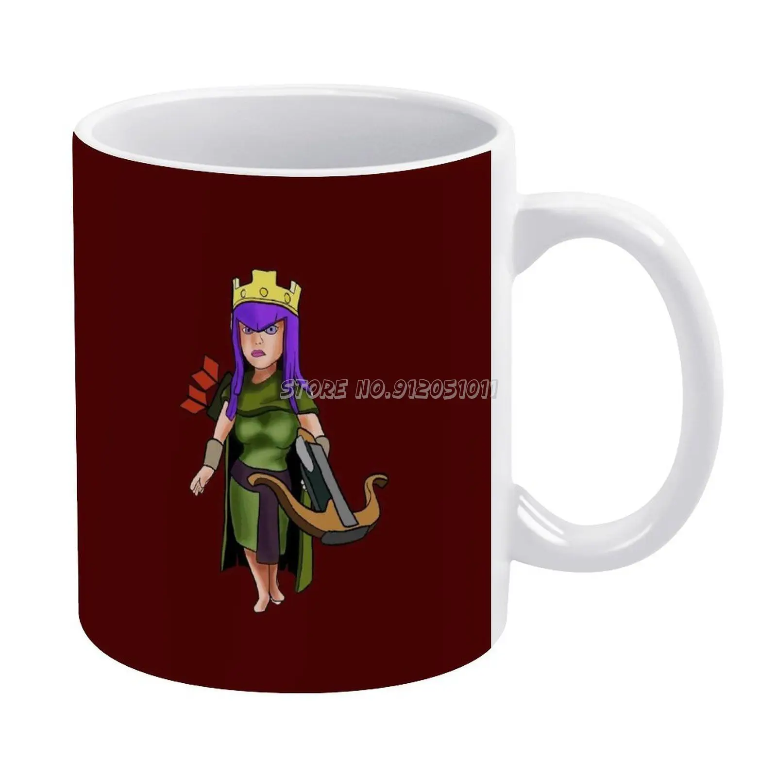 Queen Coc Games White Mug 11oz Funny Ceramic Coffee Tea Milk Cups Royale Clan Monster Fighter King And Townhall | Дом и сад