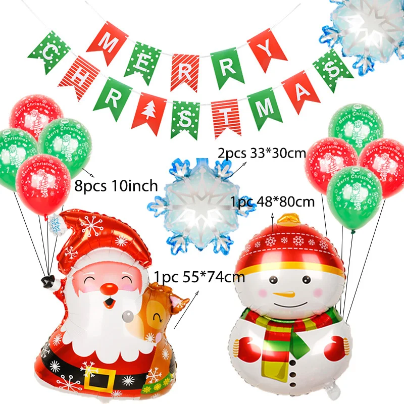 

Merry Christmas Decorations Santa Snowman Elk Penguin Snowflake Aluminum Film Balloon Party Decoration Helium Xmas Supplies