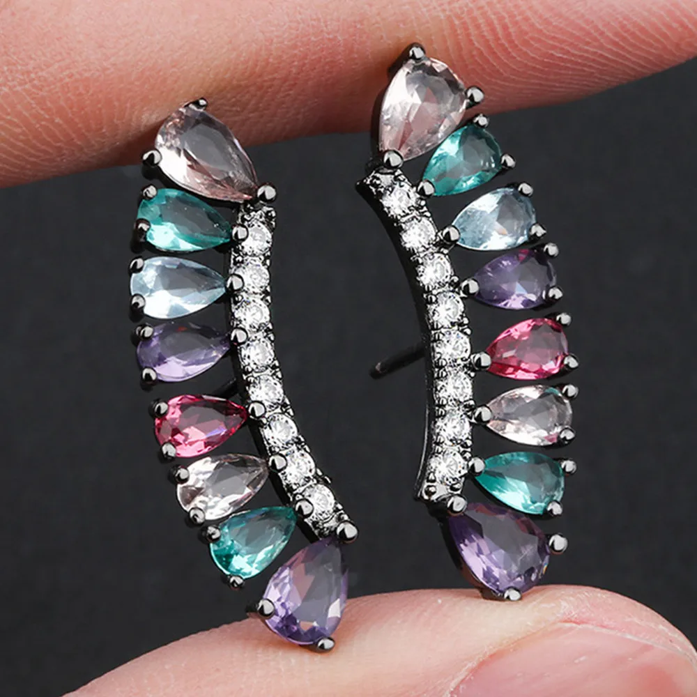 Роскошный разноцветный Цирконий Алмаз серьги гвоздики для женщин драгоценные