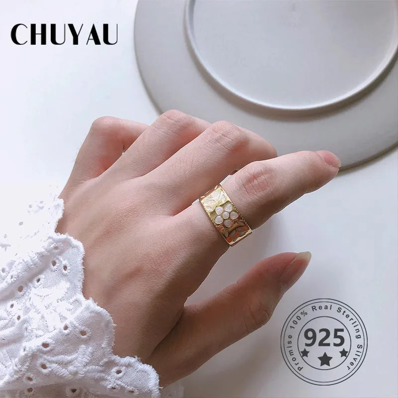 Женское кольцо из серебра 925 пробы с цветочным принтом|Кольца| |