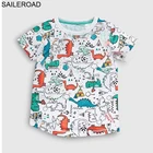 SAILEROAD футболки для мальчиков с динозавром, летняя детская одежда с коротким рукавом, футболки для детей, хлопковая Футболка с принтом животных для маленьких мальчиков