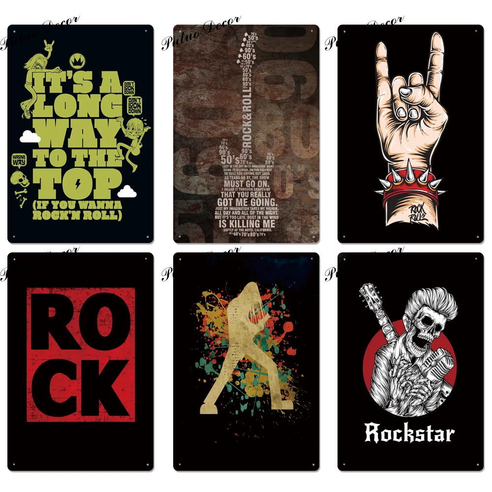 Оловянная винтажная металлическая вывеска Rock & Roll металлический винтажный