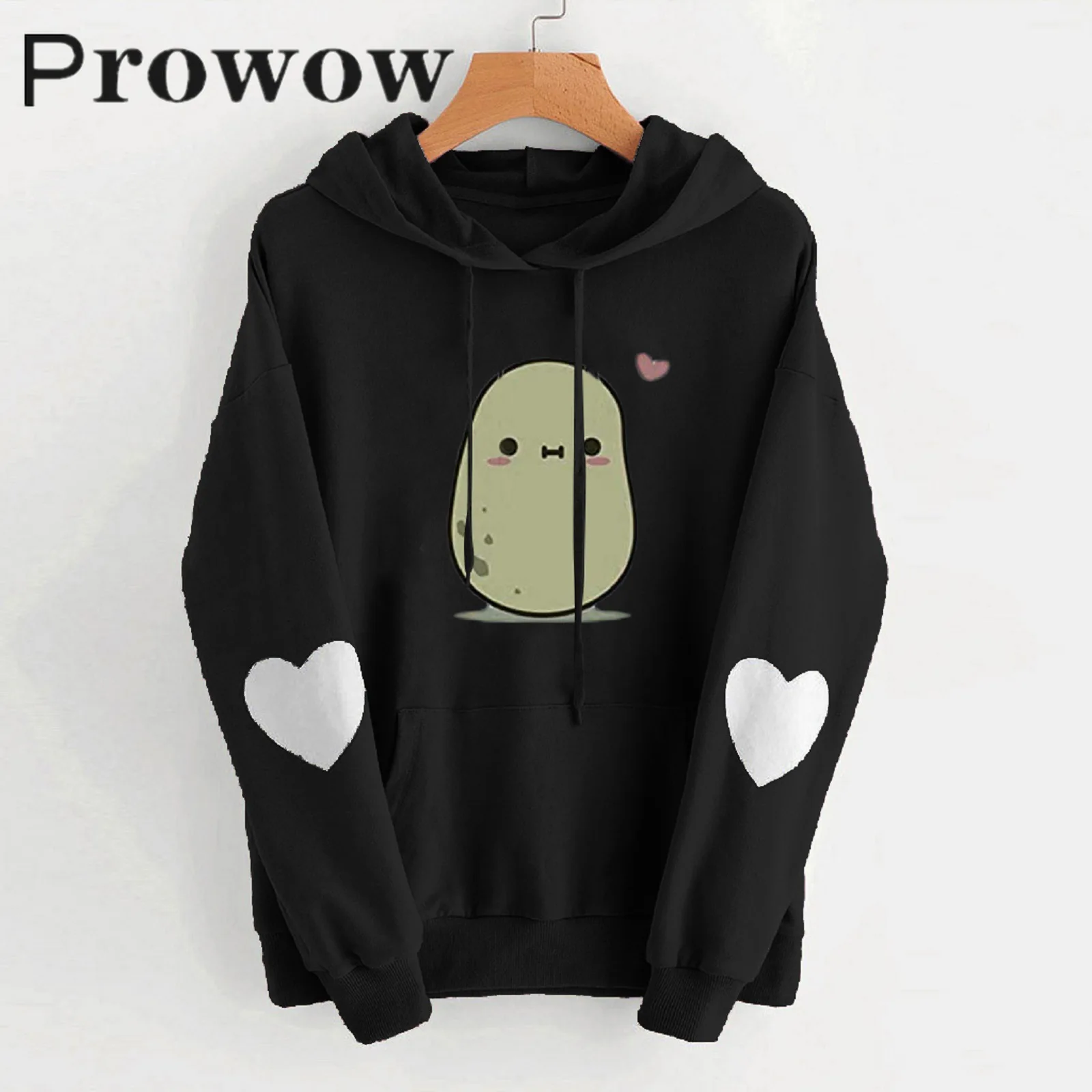 

Prowow Plush Cartoon Pullover Hoodies Autumn Female Casual Plus Size Streetwear Long Sleeve Plus Velvet Women Hooded Sweatshirt
