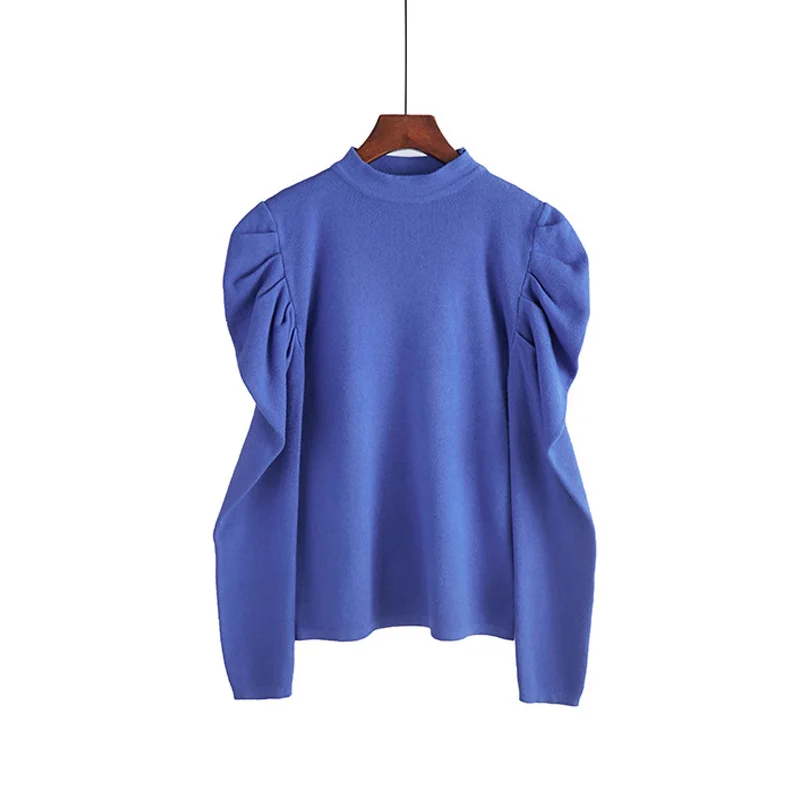 Весенний пуловер с рукавами-фонариками в Корейском стиле вязаный свитер для