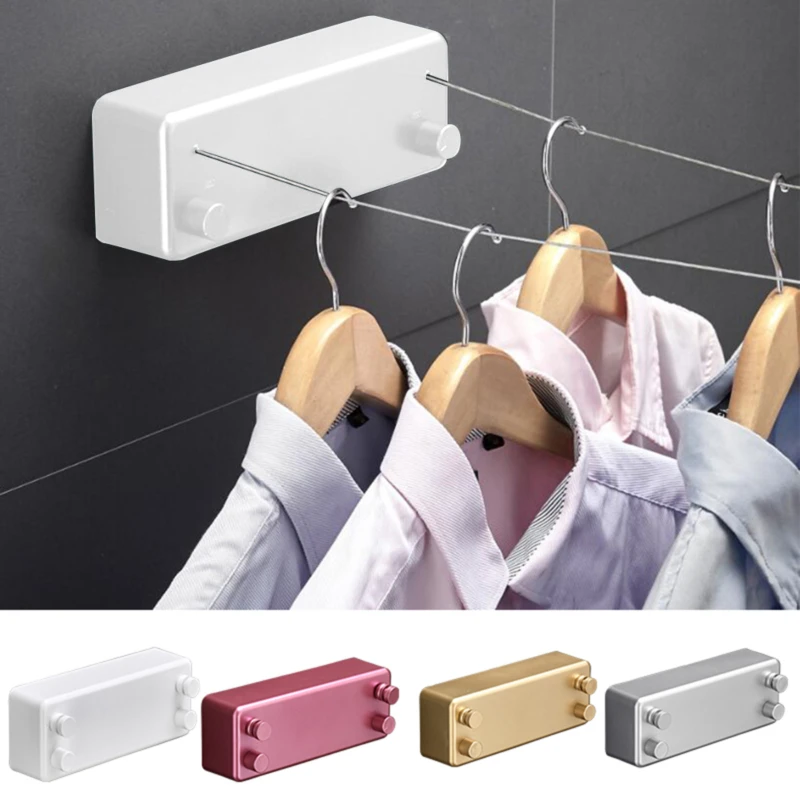 

Home 4.2M steel wire Wall Hanger Indoor Retractable Clothesline Household Double-Line Telescopic Dryer for Clothes