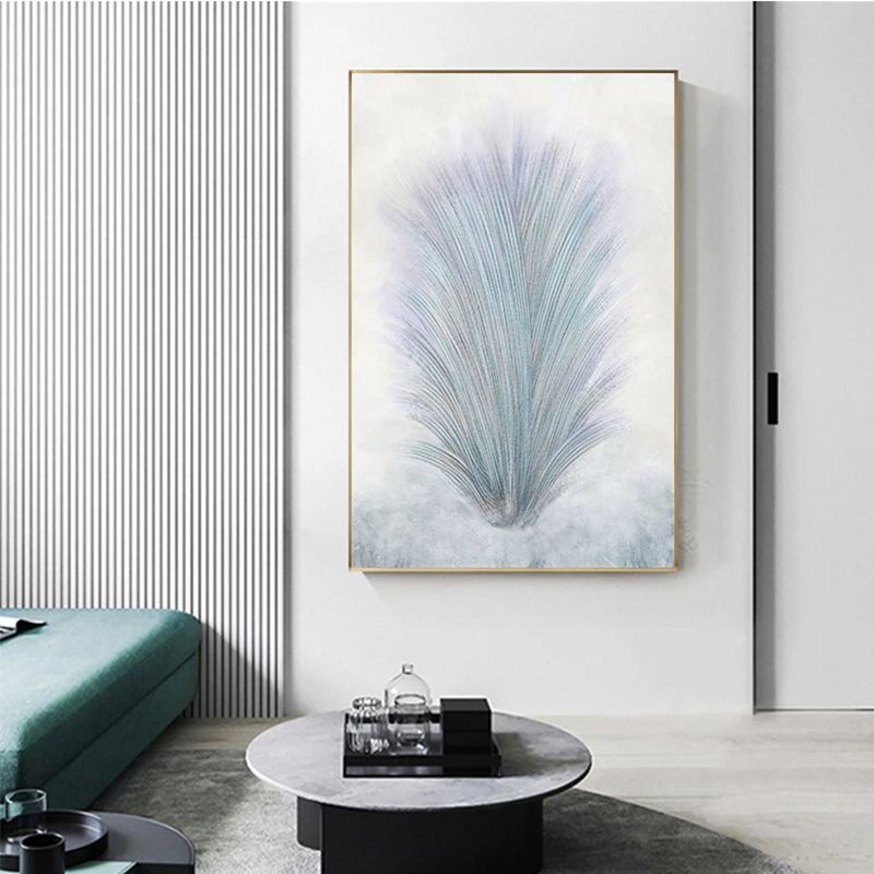 Абстрактный священный белый плакат на холсте с пером современный Небесно
