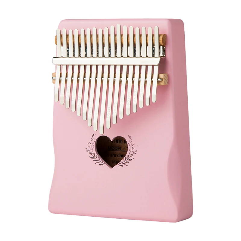 17 Key Pink Color Kalimba Thumb Piano Finger Sanza Mbira High-Quality Solid Wood Body Keyboard Musical Instrument for Kids