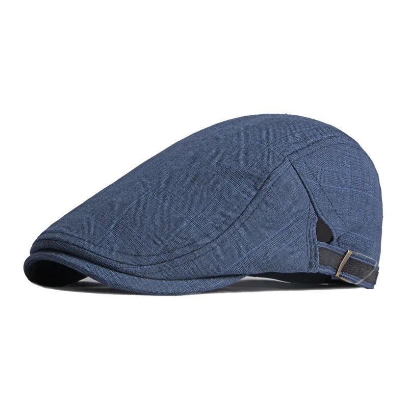 

LDSLYJR Spring Autumn Cotton Plaid Newsboy Caps Flat Peaked Cap Men and Women Painter Beret Hats 43
