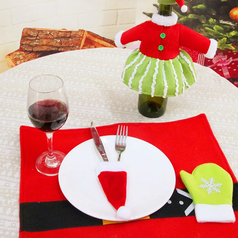 

10pcTableware Holder bag Christmas hat Christmas Decorations home decoration accessories Kitchen Tableware christmas table decor