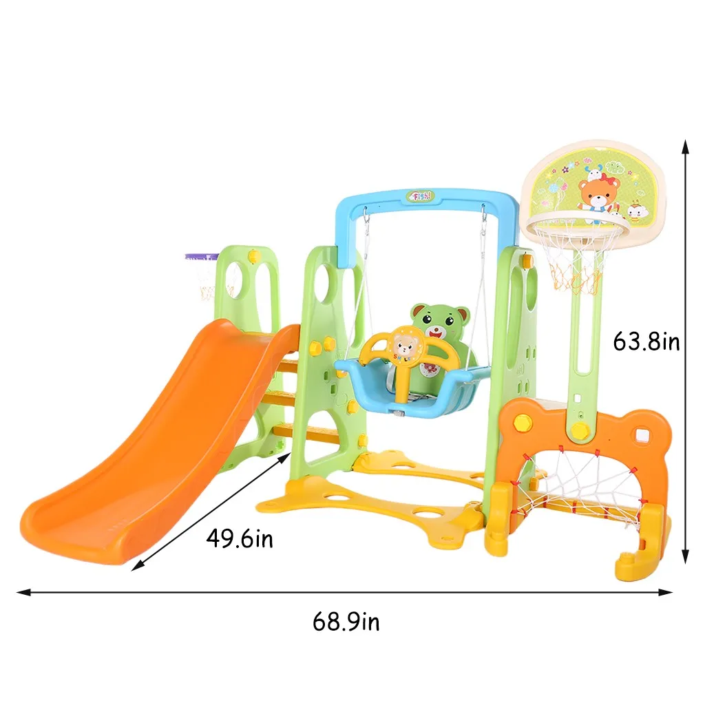 

5 In 1 Kids Sliding Indoor And Outdoor Slides Swing And Basketball Football Baseball Set Toy Kindergarten Swing for Child WHOLE