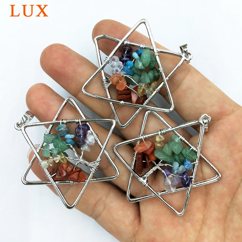 Роскошное ювелирное Дерево жизни проволока обернутый кулон Звезда Давида