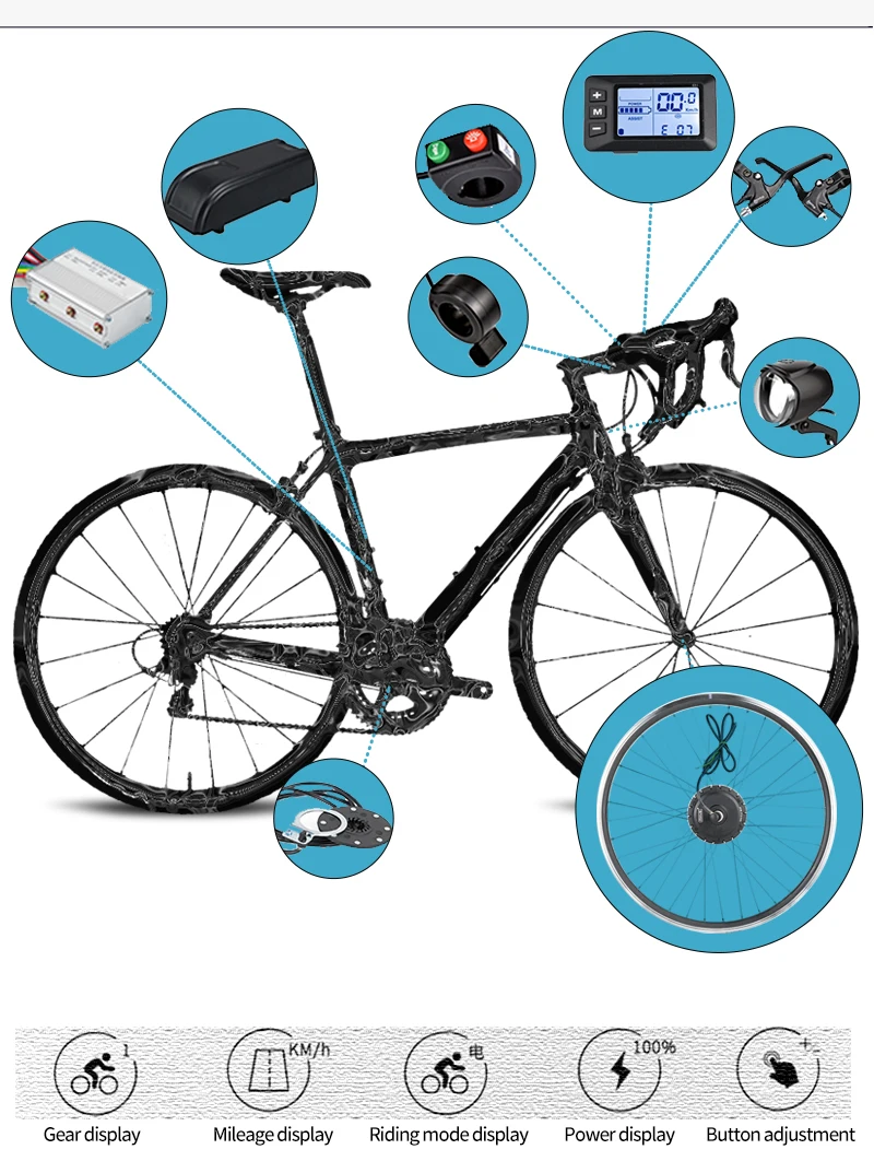 

SDYITN Waterproof Electric Bicycle Conversion Kit 36V 250W Front Wheel Motor with Optional 20"-700C/Display/Throttle/PAS Ebike