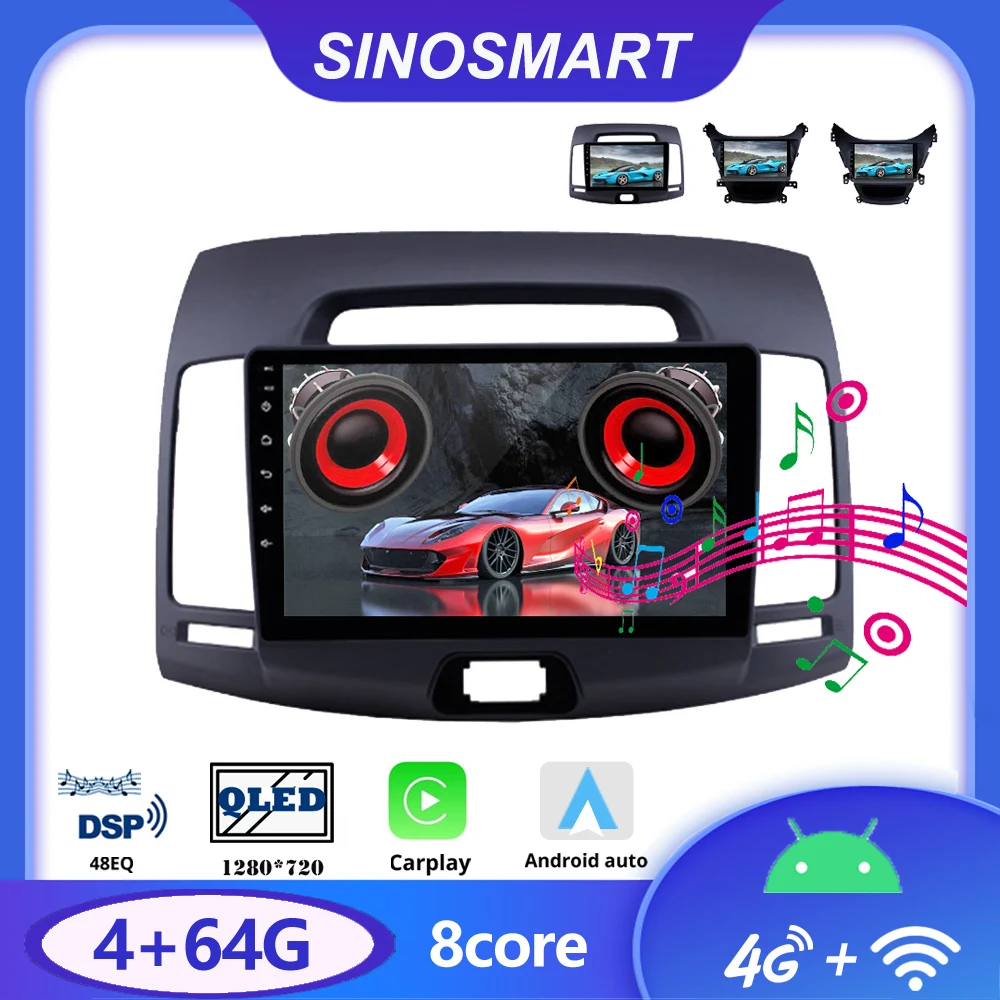 

Sinosmart Car GPS Navigation radio for Hyundai Elantra Avante MD I35 2008-2011,2012-2015 2din QLED Screen 8 Core,DSP 48EQ