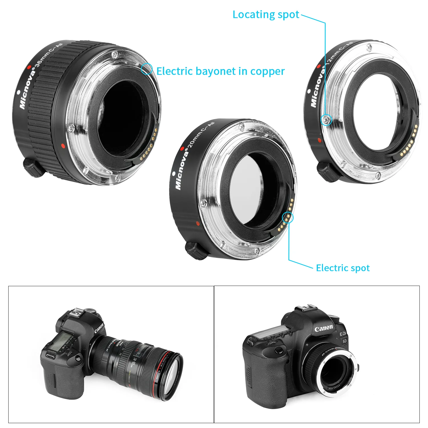 Micnova KK-C68 Macro Lens Tube Extension for Canon DSLR EOS EF & EF-S Mount 5D2 5D3 6D 650D 750D Film Camera 12mm 20mm 36mm Tube enlarge