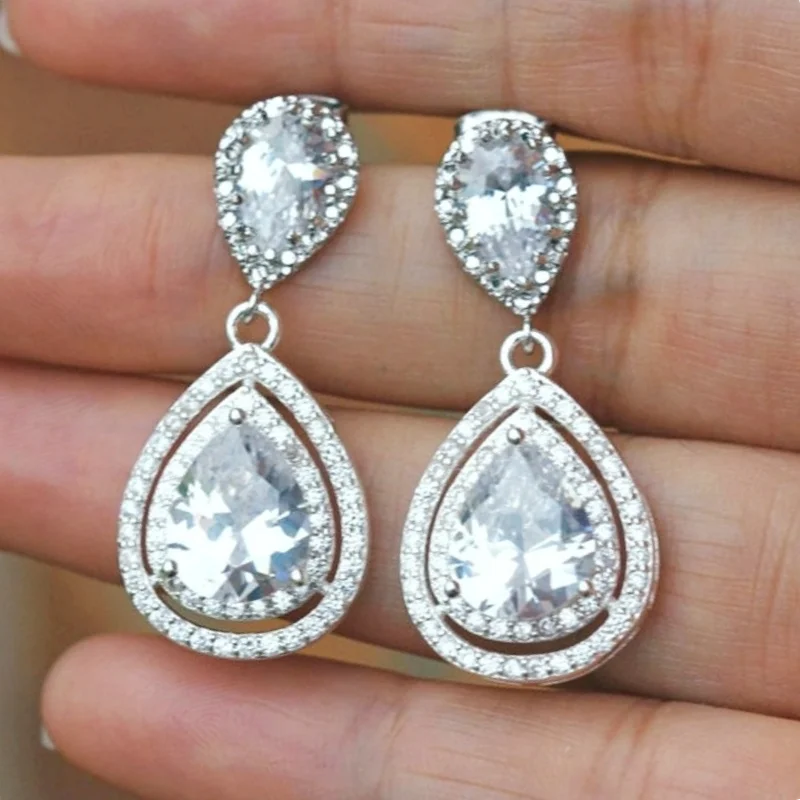 

CAOSHI Elegant Women's Drop Earrings with Dazzling Zirconia Delicate Design Wedding Accessories Aesthetic Female Party Jewelry