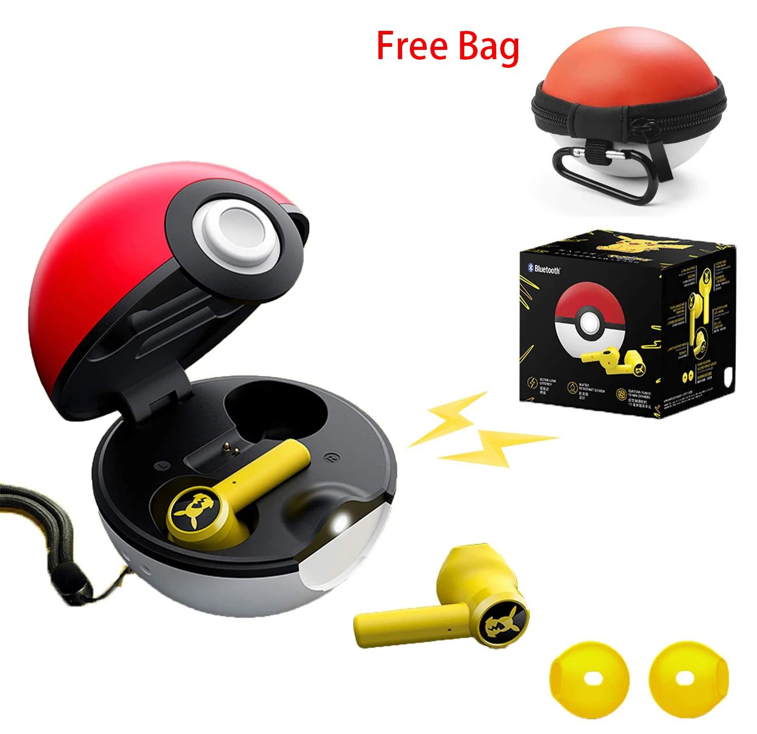 2021 Новая гарнитура Bluetooth Poké-Mon-Pikachu 5 0 наушники-вкладыши для геймеров зарядки Pokeball