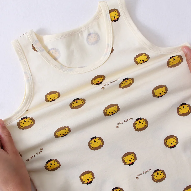 

iairay 3pcs/set children summer cotton tank top for boys summer sleeveless t shirt grey carton undershirt girl underwear shirt