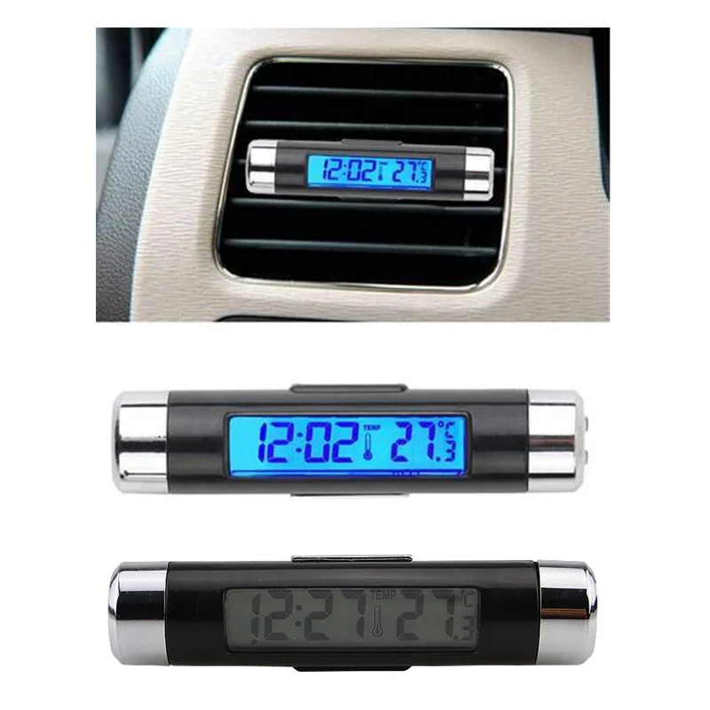 Электронные часы и термометр для автомобиля два в одном автомобильный