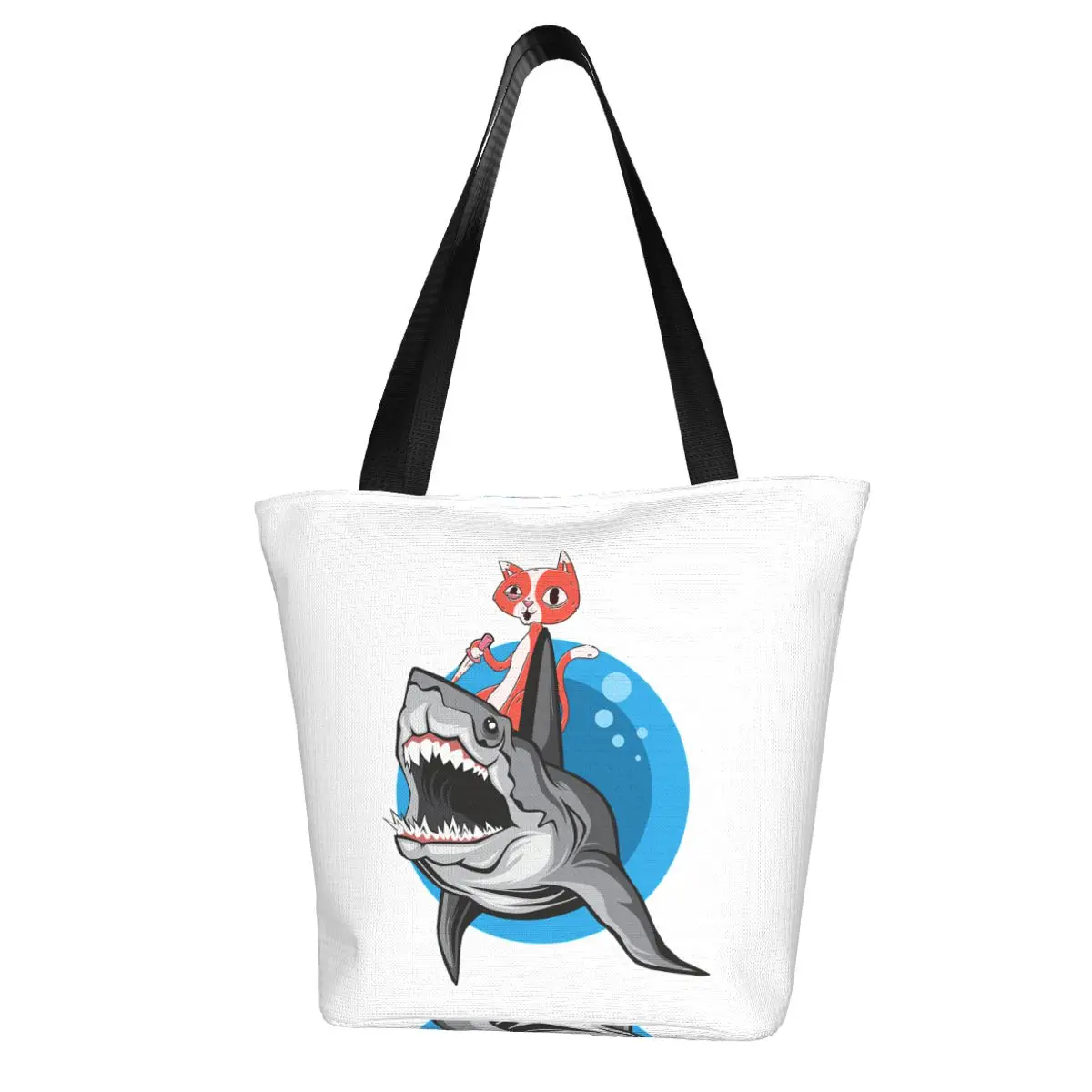 Cat Shark Kitten Lover Kitty Owner Pet Animal Gift Shopping Bag Aesthetic Cloth Outdoor Handbag Female Fashion Bags
