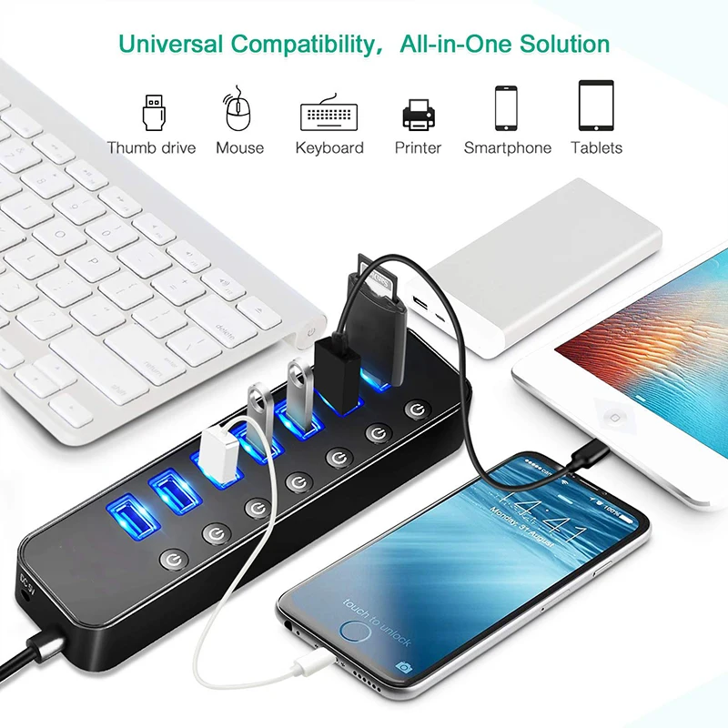 USB HUB 3 0 4/7 Порты концентратор с зарядным и разъёмы hab высокое Скорость 5 Гбит/с 5V2A