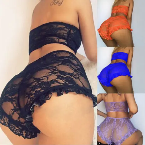 

2020 New Fashion Halter Neck Lace Bra Set Cut Out Flower Women Bra Thong Set Women Exotic Sexy Erotic