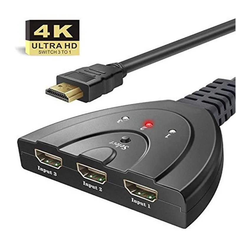 

4K HDMI-compatible Splitter Cable 3into 1out 4096 3840 Full 1080p High Definition Video Switch Display For HDTV DVD PS3 Xbox