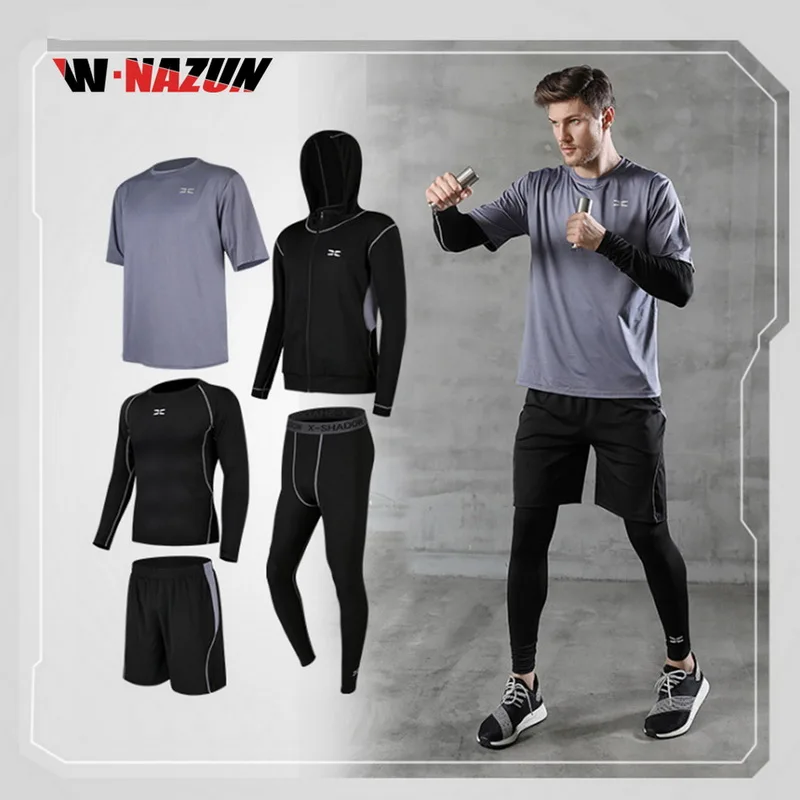 W nazun 5 шт./компл. мужской спортивный костюм для физических упражнений