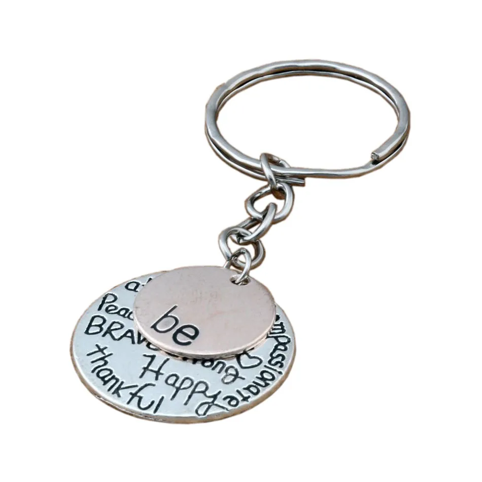 

30pcs DIY Accessories Material Zinc Alloy "be" Graffiti Happy Strong Thankfull Charm Band Chain Key Ring 25*70mm A-128f