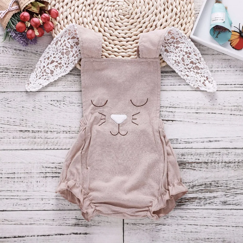Baby Bodysuit Khaki Lovely Rabbit Ears Girl Onesie Bodysuits New Born Newborn Clothes Funny Dropshipping | Детская одежда и обувь