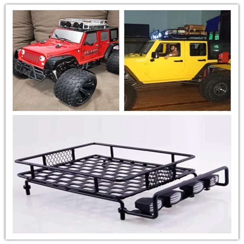 Gwolf 1/10 RC автомобиль Rock Crawler ралли металлическая багажная стойка с 4 светодиодами