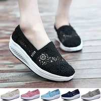 summer fashion womens thick soled breathable mesh non slip sports fitness rocker ladies sneakers walking shake casual shoes