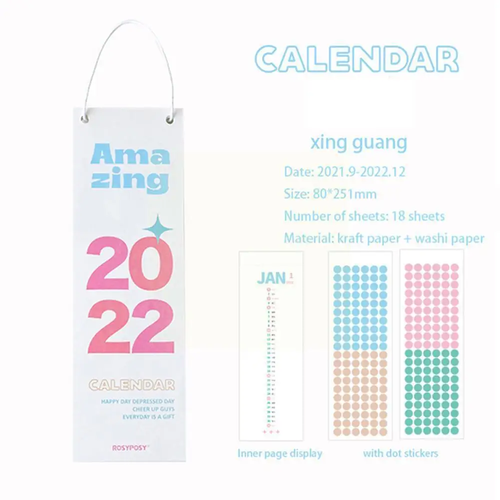 

Simple Wall Calendar 2022 Tearable Lanyard Decor School Stationery Supplies Calendar Office Journal Kawaii Plan U7b9