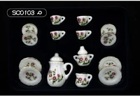 15 pcs porcelain teacup and saucer set 112 dollhouse miniature scene model pretend play toy
