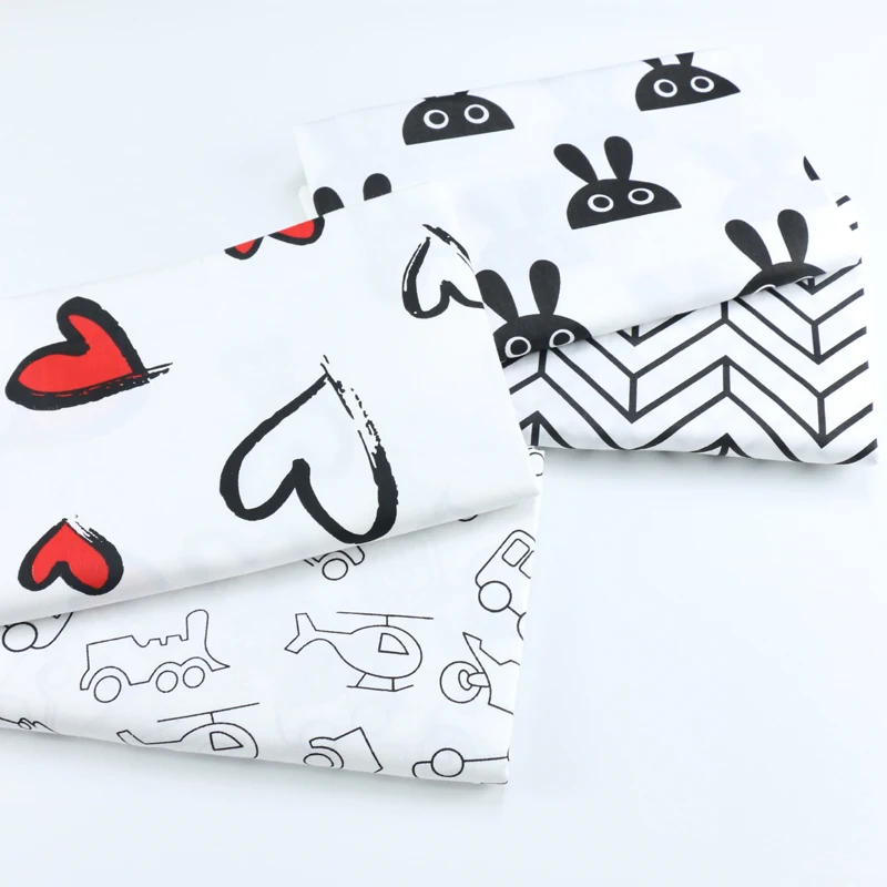 160cm*50cm Black white heart peach car arrow cotton fabric DIY bedding apparel dress patchwork kids handwork cloth | Дом и сад