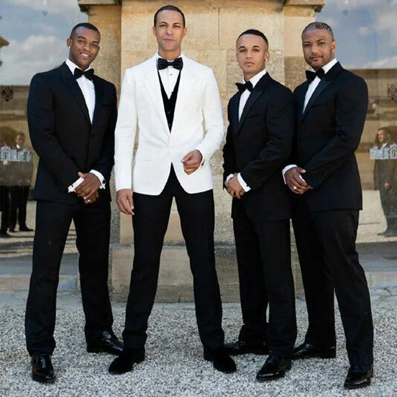 Костюм для мужчин белые мужские костюмы приталенные свадебные жениха Мужской