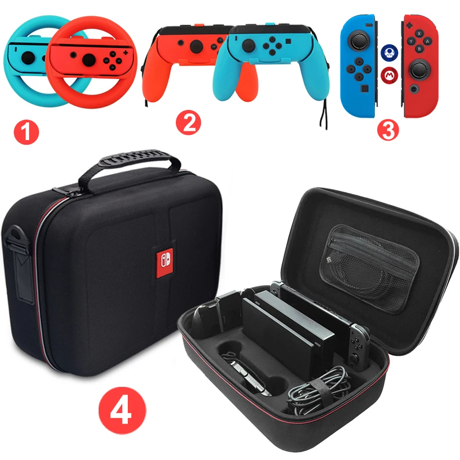 9 в 1 аксессуары для Nintendo Switch сумка хранения ручка гоночного колеса силиконовый