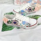 Женские кроссовки на танкетке, белые парусиновые туфли ручной работы, с трехмерными блестками и цветами, на плоской подошве, 35-40