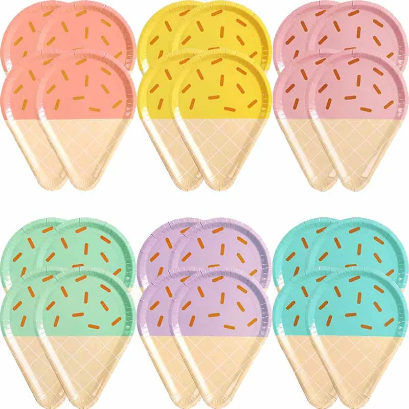 Одноразовые бумажные тарелки для мороженого 8 шт. 10 дюймов разноцветные