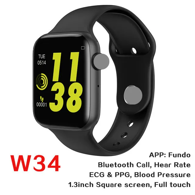 W34, Bluetooth, часы с циферблатом и функцией ответа, Смарт-часы, пульсометр, фитнес-трекер, браслет, браслет MTK 2502 IOS - Цвет: W34 black