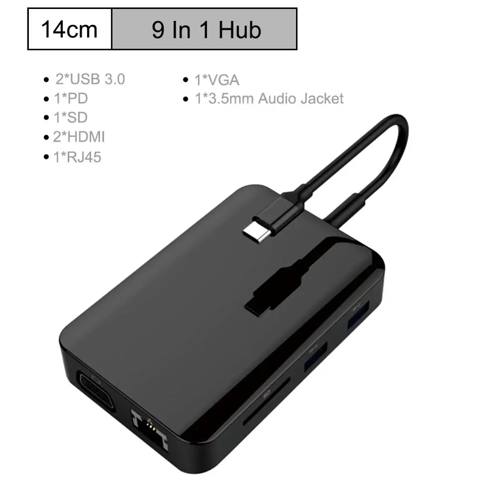 Концентратор адаптер USB C концентратор type-c 3,0 USB-C к HDMI 4K SD/TF кард-ридер PD зарядка гигабитный Ethernet адаптер для MacBook Pro концентратор