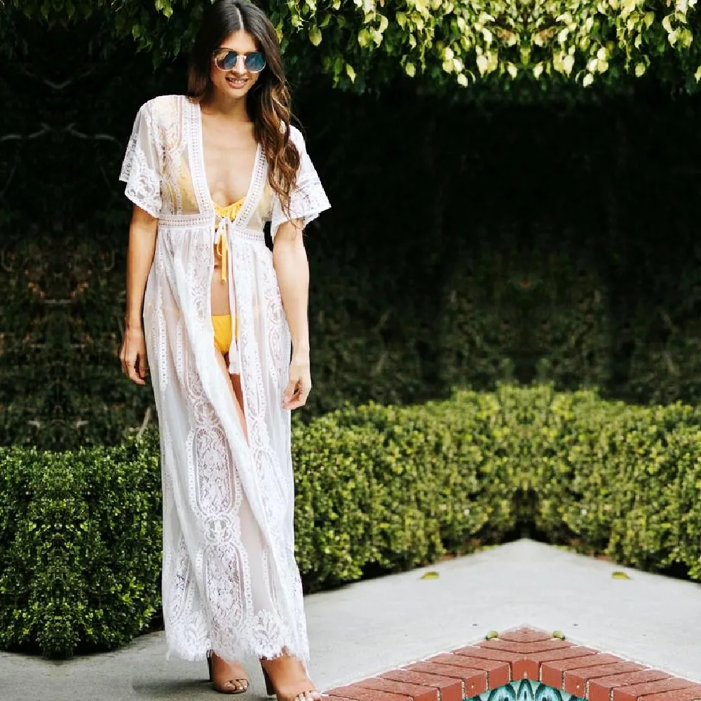 Пикантная кружевная Пляжная накидка парео пляжная одежда накидки для плавания