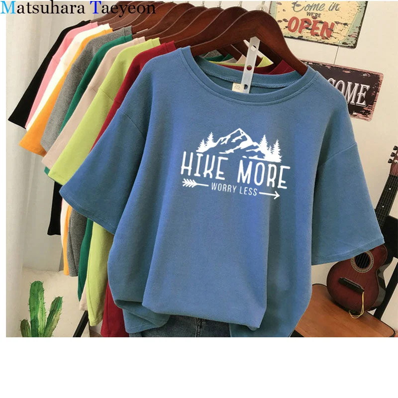 

Hiking World Woman Tshirts Casual Short Sleeve Graphic Hiking Go Out Tees Tops Funny Women Fashion New Summer Camping T Shirt
