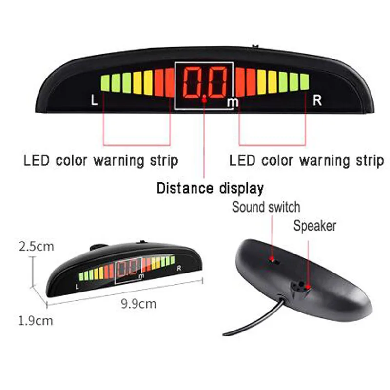 

Автомобильный парктроник, светодиодный датчик парковки с 4 датчиками s, радар заднего хода, монитор, дисплей системы обнаружения